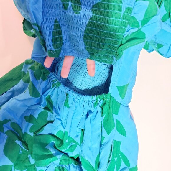 Anthropologie The Silverlake Flutter-Sleeve Dress with pockets in blue green XS - Picture 7 of 16